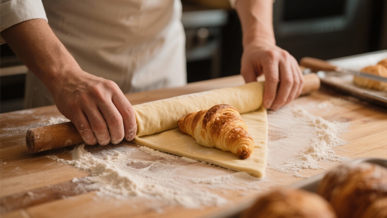 Façonnage du croissant : technique du roulage