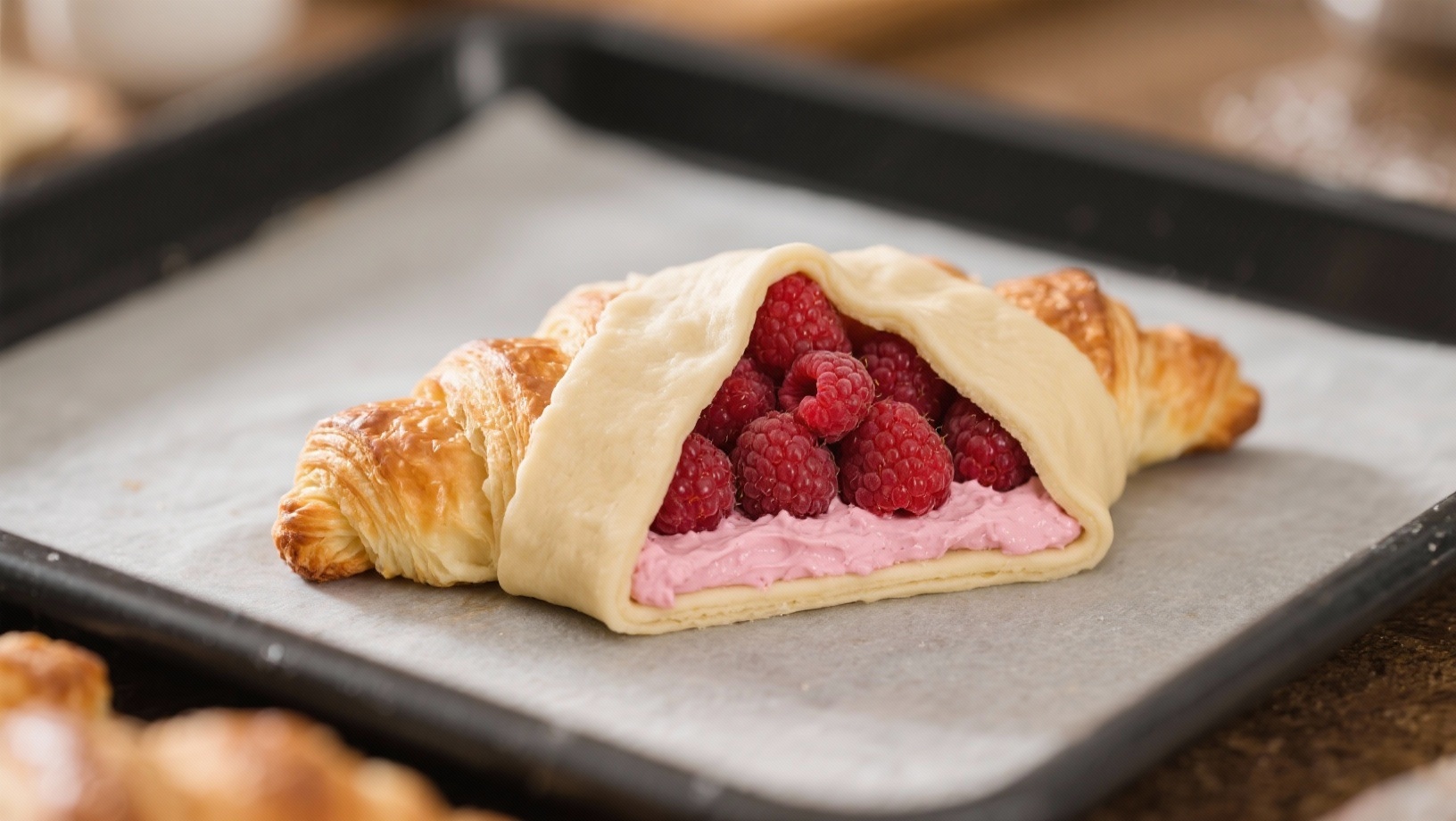 Façonnage du croissant framboise